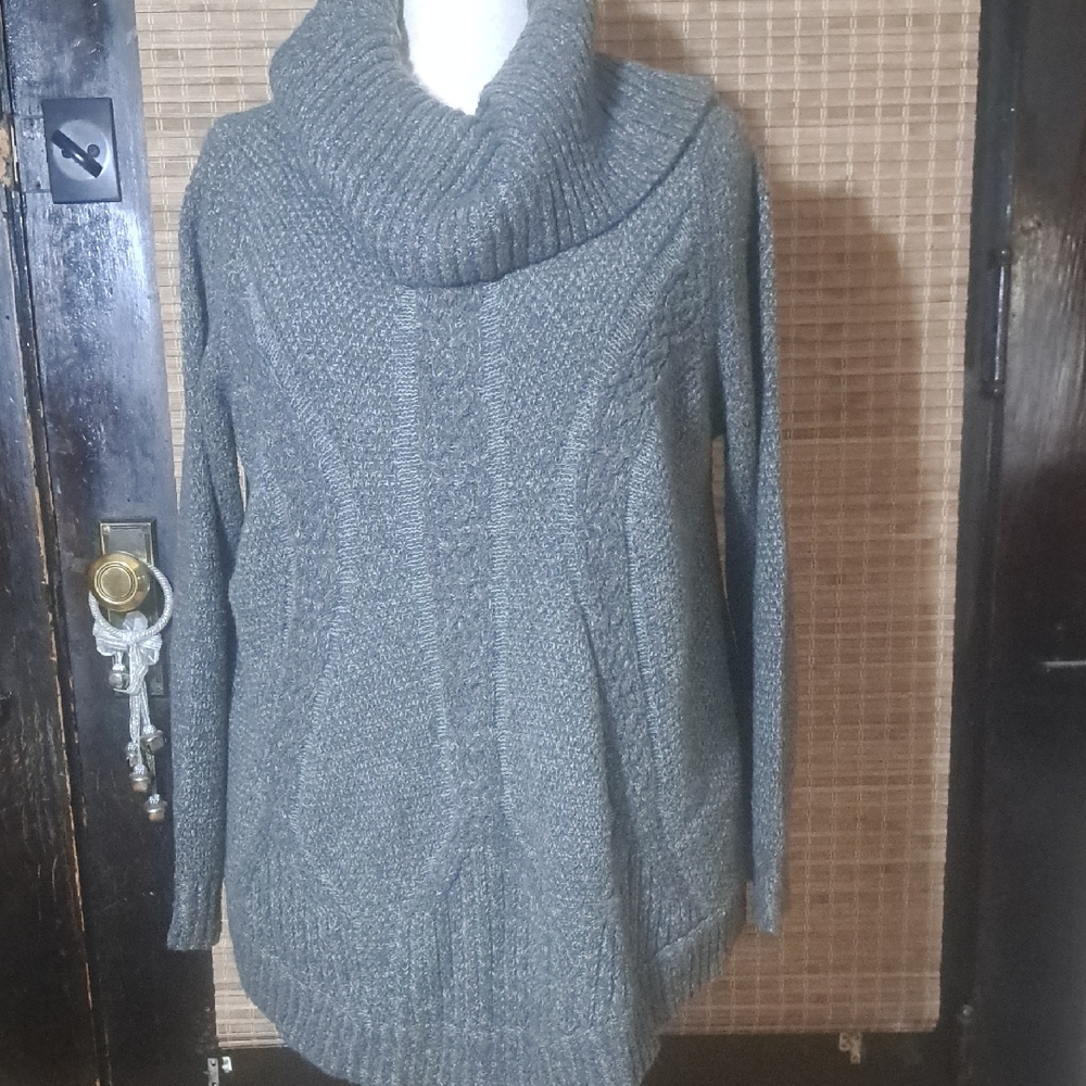Denim 24/7 Heather Gray Cowl Neck Sweater